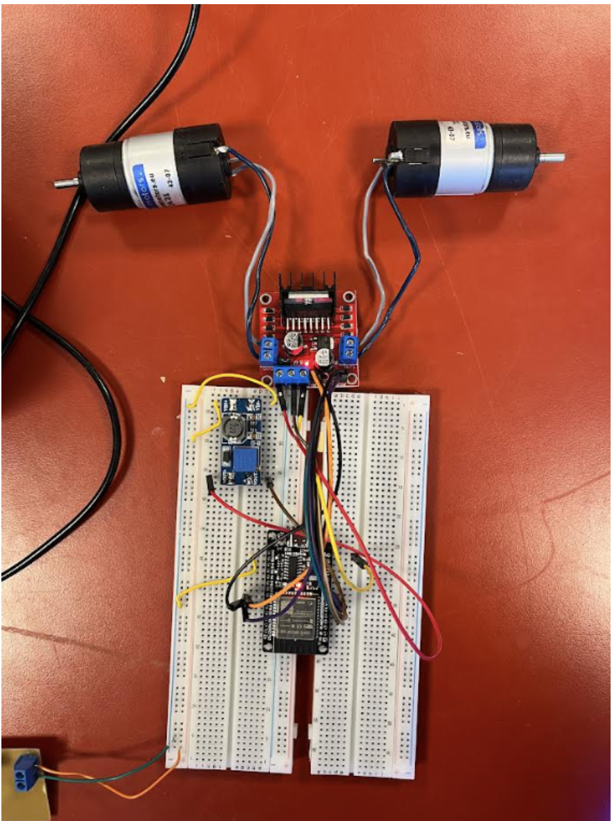 BattleBot electronics prototype on a breadboard