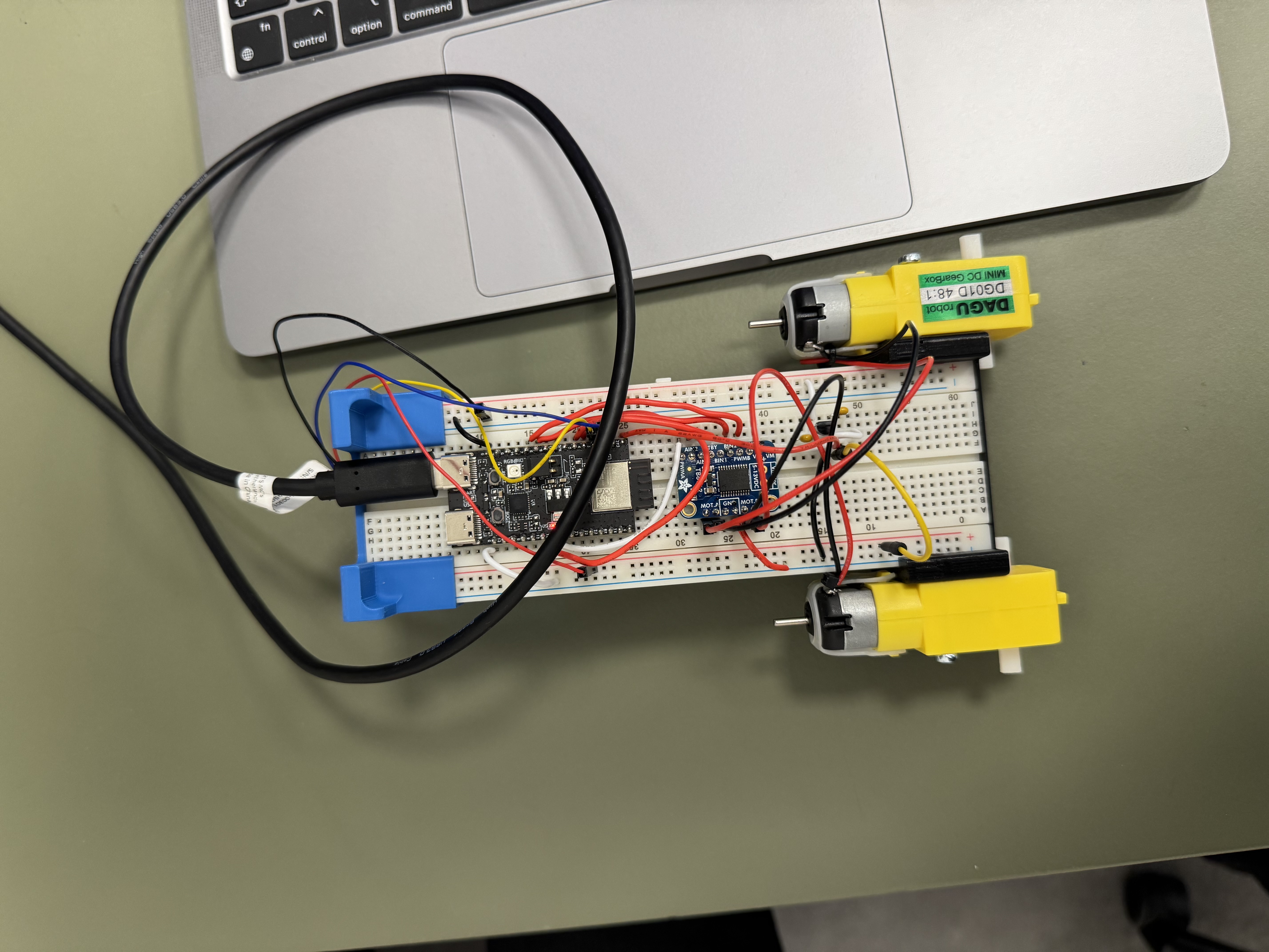 Early breadboard assembly of the self-balancing robot